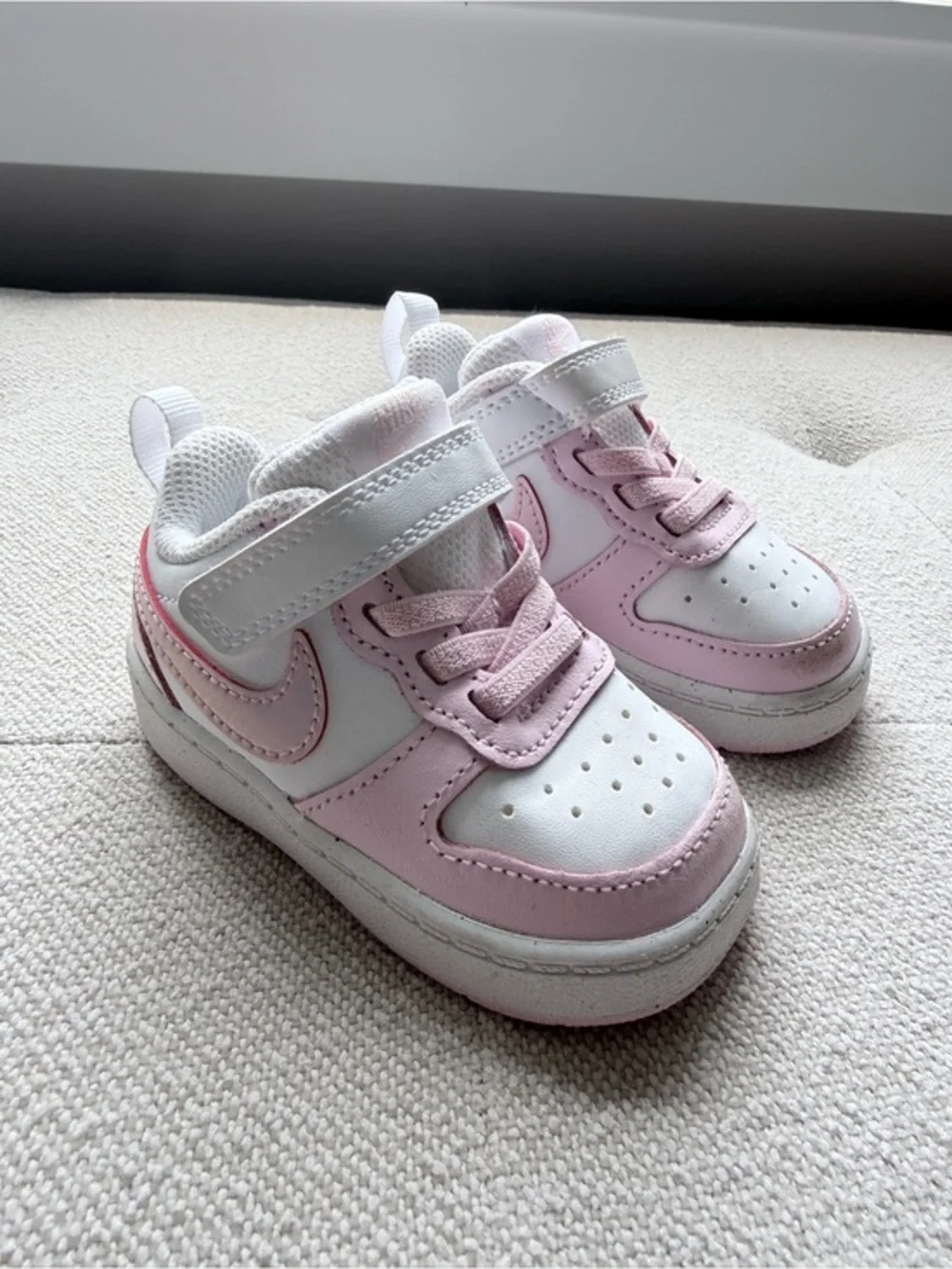 Nike Court Borough Low Recraft toddler sz 4C in the White/Pink Foam Colorway.
